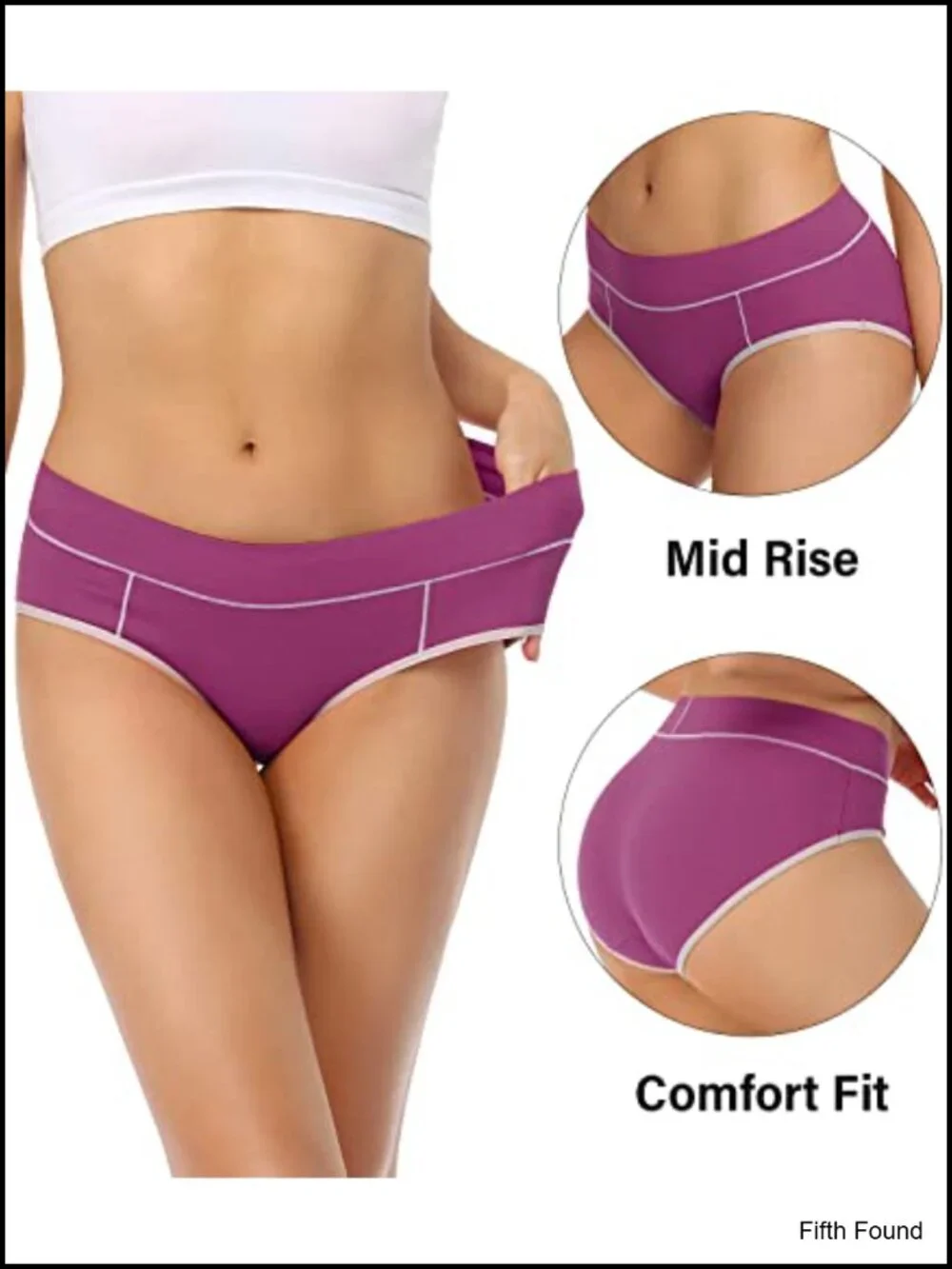 Cotton Mid Waisted Briefs Panties 5 Pack Soft Stretchy